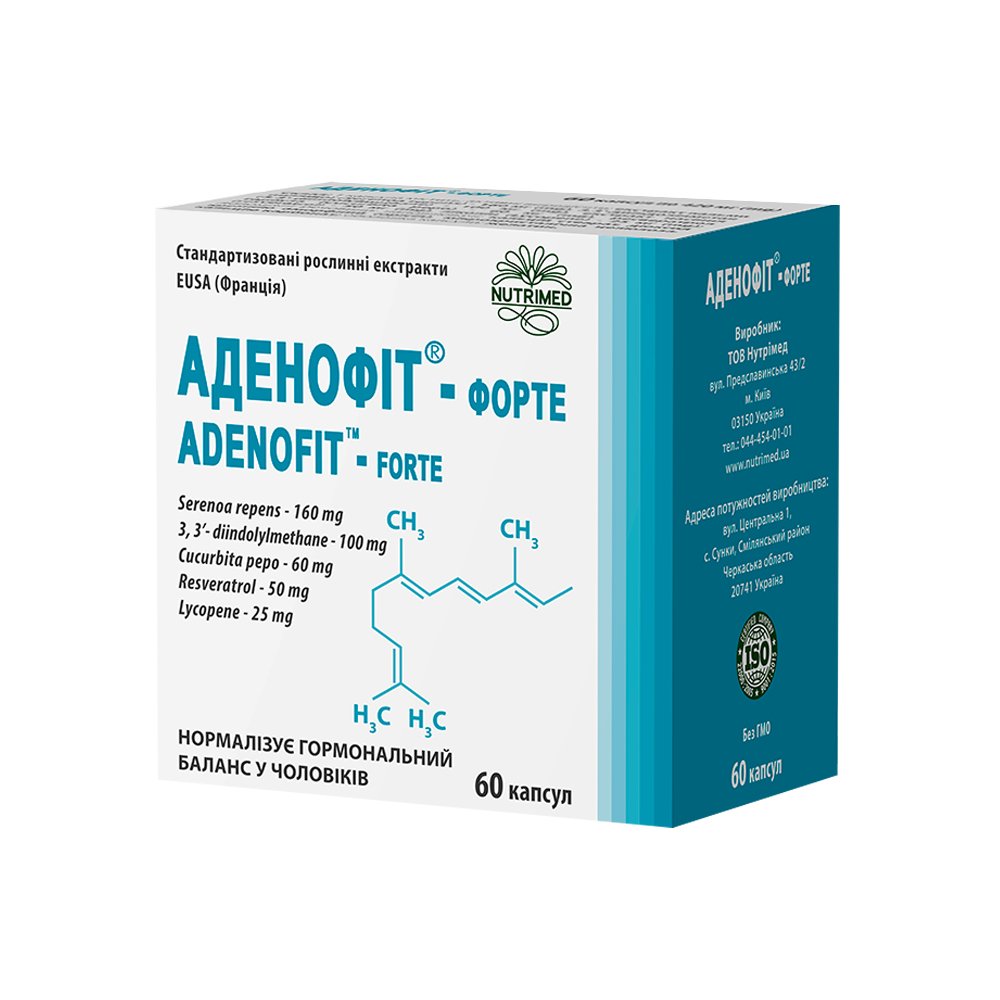 Комплекс для лікування доброякісної гіперплазії простати Аденофіт-форте Adenofit-Forte 60 шт - основне фото