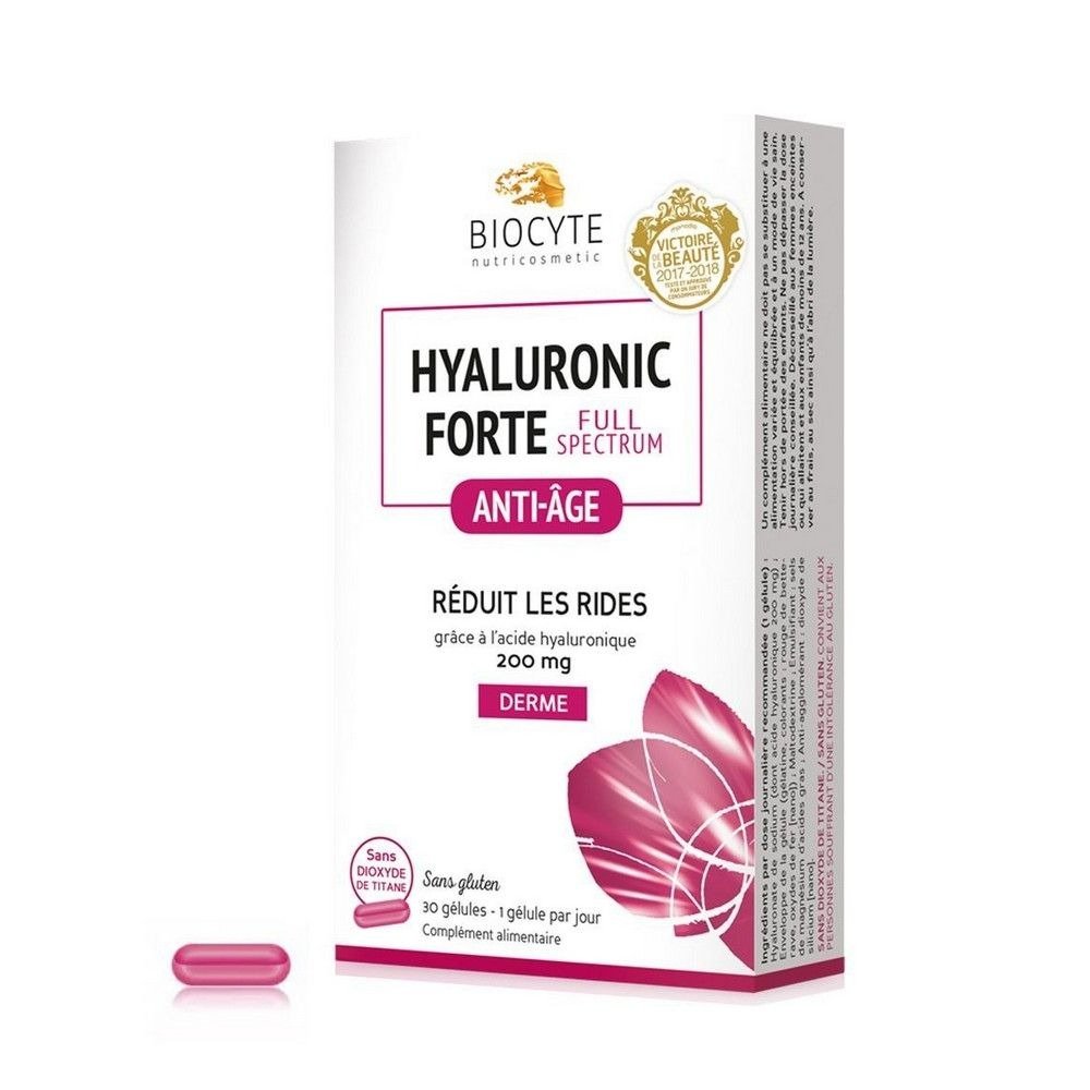 Харчова добавка з гіалуроновою кислотою Biocyte Hyaluronic Forte Full Spectrum 30 шт - основне фото