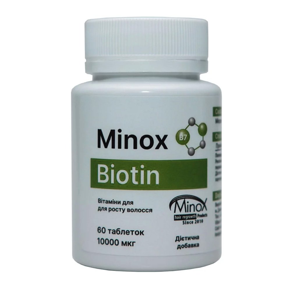 Вітаміни для росту волосся, шкіри, нігтів Minox Biotin 60 шт - основне фото