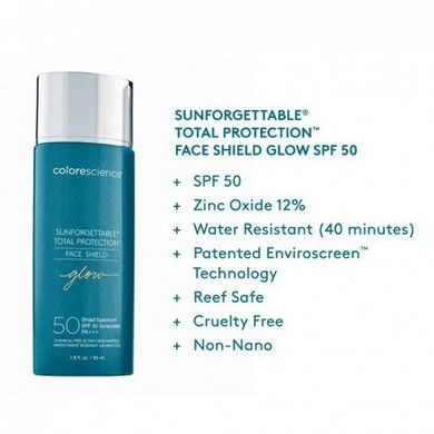 Солнцезащитный крем для лица с эффектом сияния SPF 50 Colorescience Sunforgettable Total Protection Face Shield Glow SPF 50 55 мл - основное фото