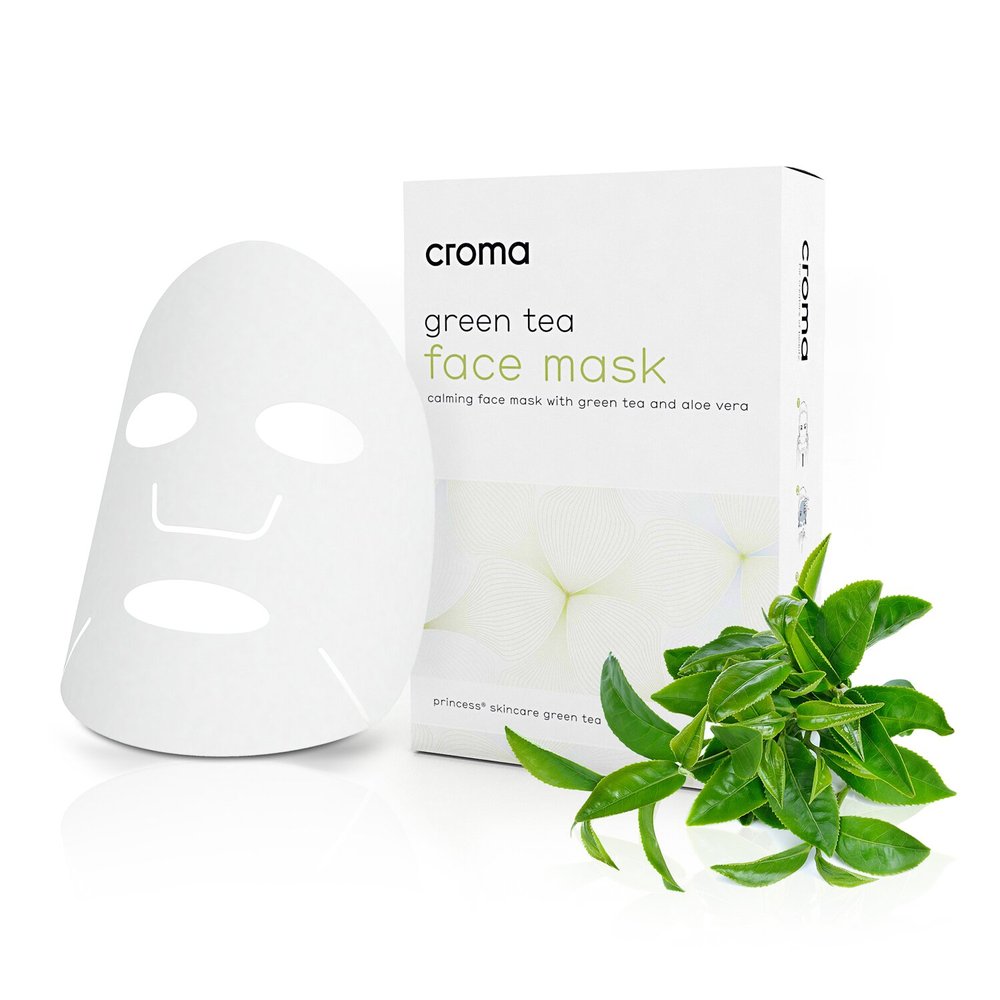 Успокаивающая маска с зелёным чаем CROMA Face Mask with Green Tea 8 шт - основное фото