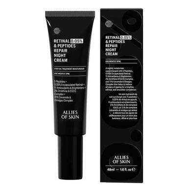 Нічний крем з ретиналем 0,05% Allies of Skin Retinal 0.05% & Peptides Repair Night Cream 48 мл - основне фото