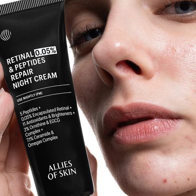 Нічний крем з ретиналем 0,05% Allies of Skin Retinal 0.05% & Peptides Repair Night Cream 48 мл - основне фото