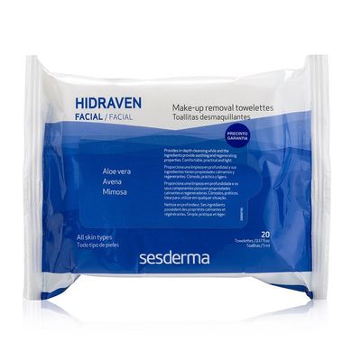 Серветки для зняття макіяжу Sesderma Hidraven Make-Up Removal Towelettes 20 шт - основне фото