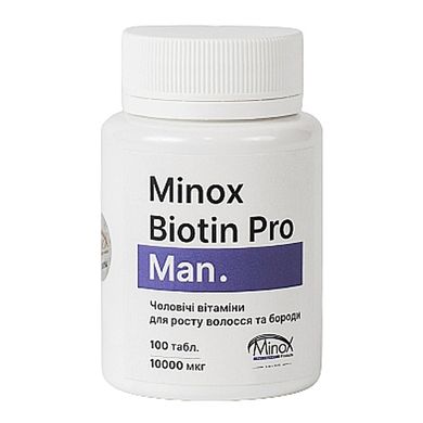 Чоловічі вітаміни для росту волосся та бороди MinoX Biotin Pro Man 100 шт - основне фото