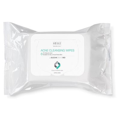Очищувальні серветки для жирної та проблемної шкіри Obagi SUZAN OBAGI MD Acne Cleansing Wipes 25 шт - основне фото