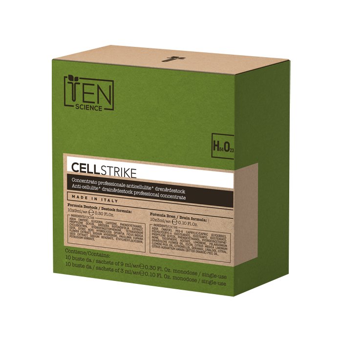 Антицелюлітна дренувальна сироватка для тіла Ten Science Cell Strike Anti-Cellulite Drain & Destock Professional Concentrate 10x9мл + 10x3мл - основне фото