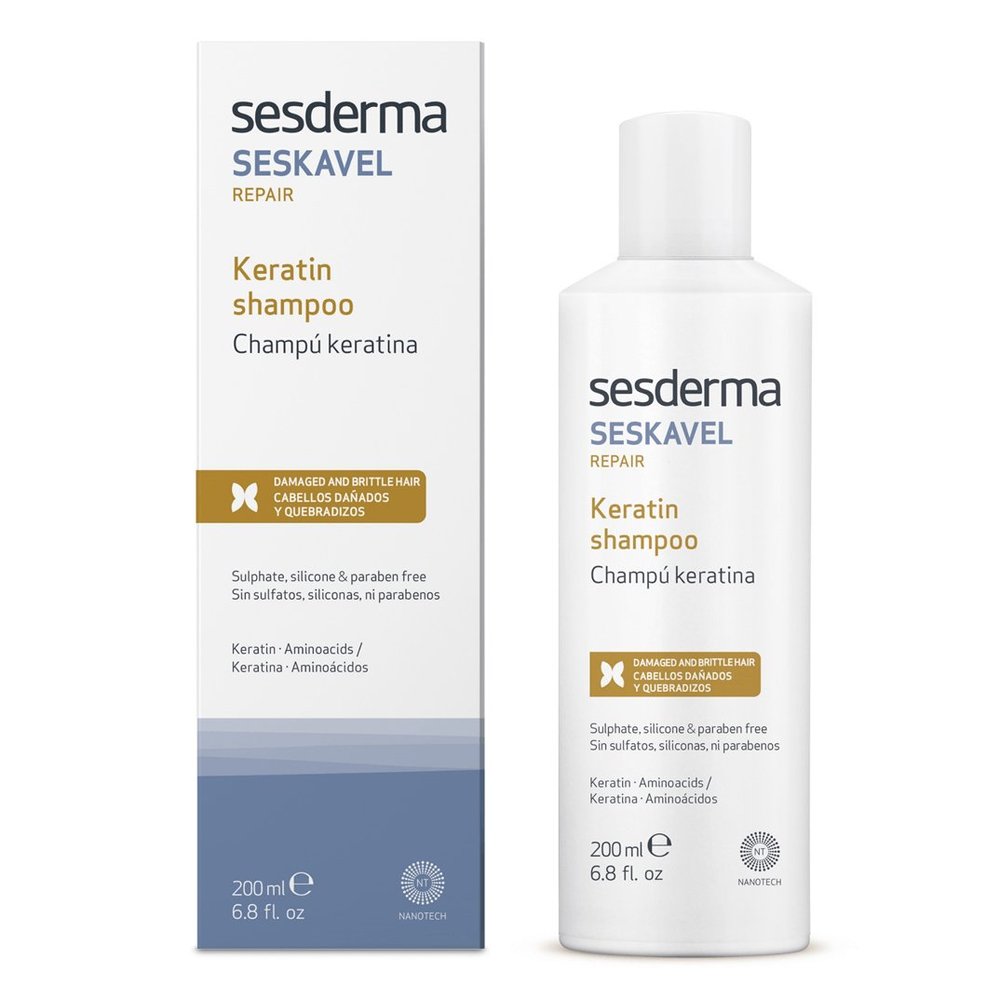 Восстанавливающий шампунь с кератином Sesderma Seskavel Repair Keratin Shampoo 200 мл - основное фото