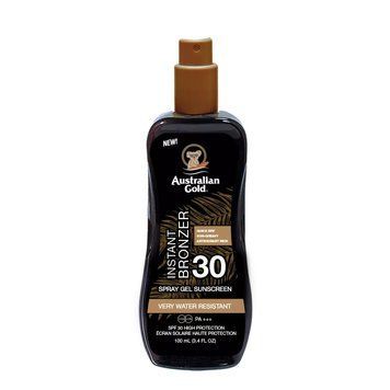 Водостійкий сонцезахисний спрей-гель з бронзатором Australian Gold Instant Bronzer SPF 30 Spray Gel Sunscreen 100 мл - основне фото
